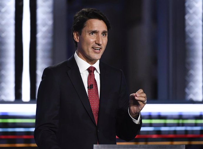 Archivo - El primer ministro canadiense, Justin Trudeau, durante un debate electoral.