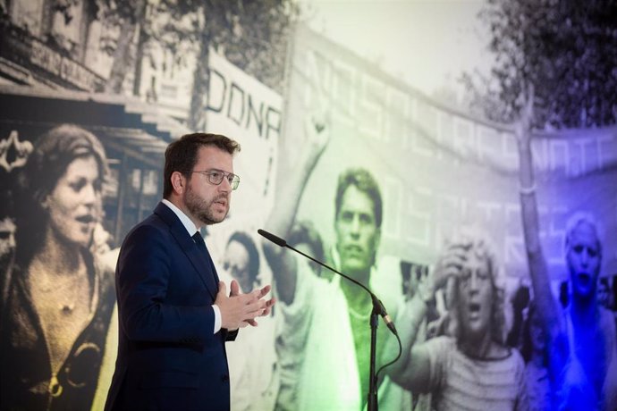 El presidente de la Generalitat, Pere Aragons, durante el acto institucional del Orgullo Lgtbiq+