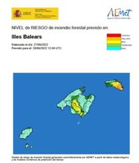 La Aemet alerta de índice de riesgo muy alto de incendio en Menorca
