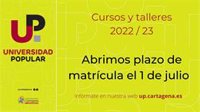 La Universidad Popular de Cartagena abre su plazo de matriculación para el curso 2022/2023 este viernes