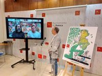 El busto del patrón de Huesca, rodeado de elementos festivos anunciará las Fiestas de San Lorenzo de este año