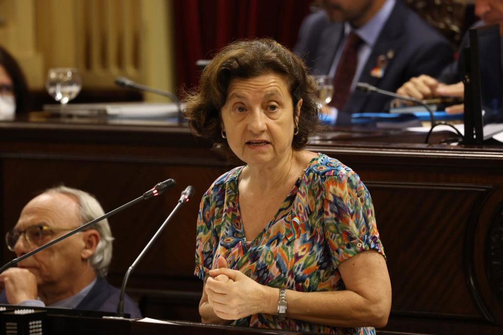 La consellera de Asuntos Sociales y Deportes, Fina Santiago, en el Parlament