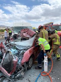 Una fallecida y una herida muy grave en un accidente múltiple ocurrido en la A-7 a su paso por Lorca (Murcia)