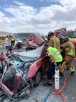 Imagen de uno de los vehículos accidentados