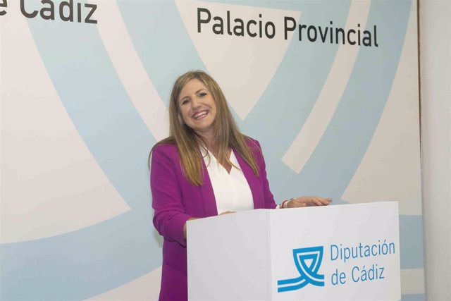 Irene García en la rueda de prensa de despedida como presidenta de la Diputación.
