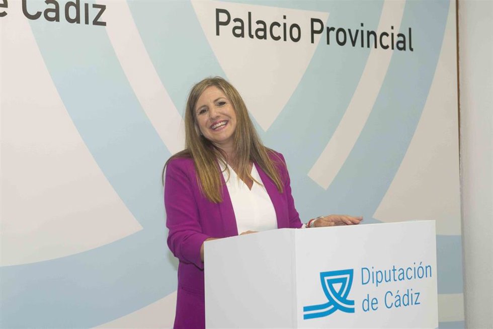 Irene García en la rueda de prensa de despedida como presidenta de la Diputación.