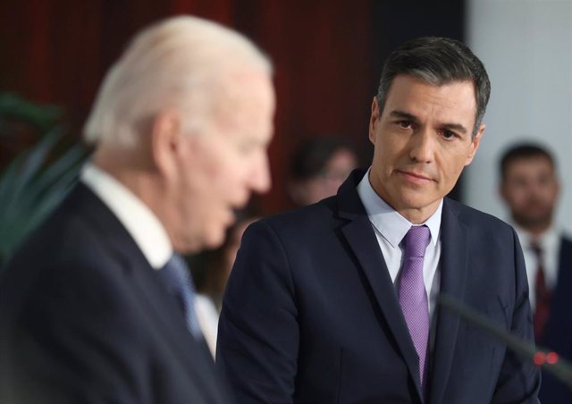 El presidente del Gobierno, Pedro Sánchez, comparece tras su reunión con el presidente de Estados Unidos,  Joe Biden