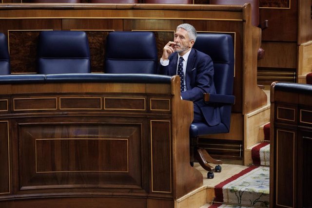 El ministro del Interior, Fernando Grande-Marlaska, en una sesión plenaria en el Congreso de los Diputados