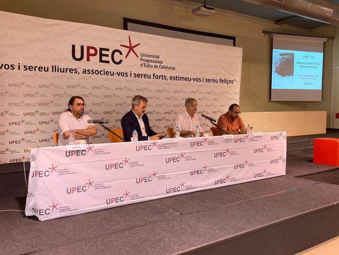 Camil Ros, Jaume Collboni, Jordi Serrano y Javier Pacheco, en la inauguración de la Upec
