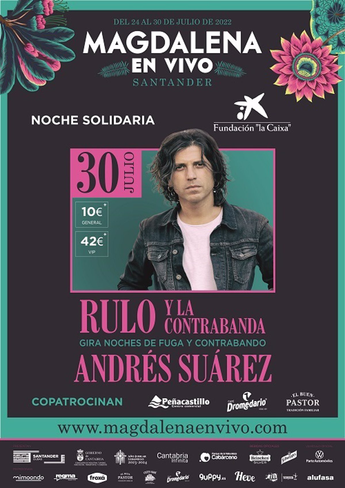 Rulo y Andrés Suárez protagonizarán el concierto solidario del Magdalena en Vivo el 30 de julio