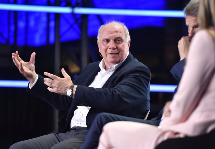 29 June 2022, North Rhine-Westphalia, Aachen: Honorary president of FC Bayern Munich Uli Hoeness takes part in a discussion on "the importance of sport for our society" at The Future of Sports Medialization Congress. Photo: Roberto Pfeil/dpa