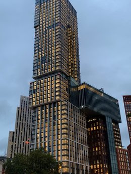 DAMAC Towers Nine Elms illuminates the London skyline.