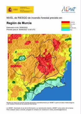 Mapa de riesgo de incendios forestales