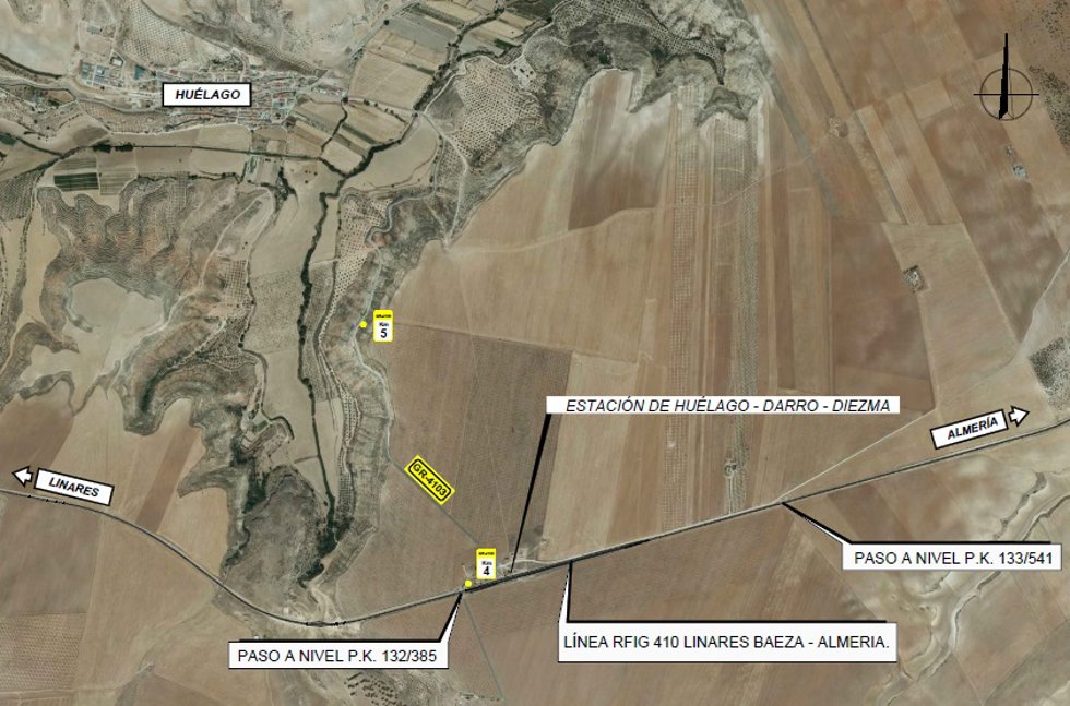 Plano de actuaciones previstas por Adif en Huélago
