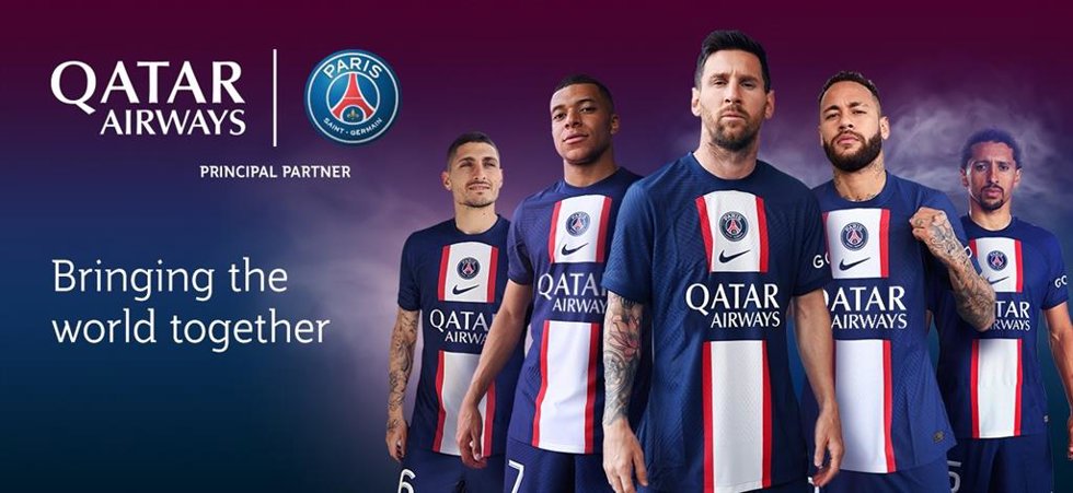 Qatar Airways, patrocinador principal de la camiseta del PSG.