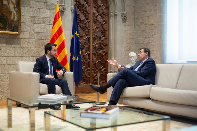 El president de la Generalitat Pere Aragonès i el vicepresident de la Comissió Europea Margaritis Schinas