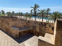 Denuncian a un joven por unas pintadas en el Baluard del Príncep y la muralla renacentista de Palma