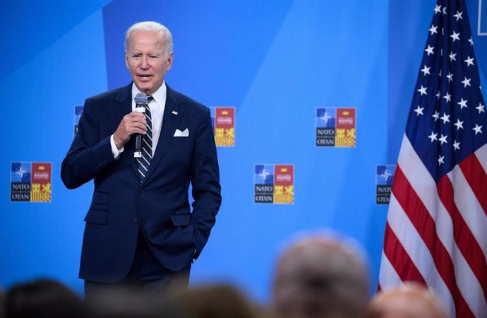 El presidente de Estados Unidos, Joe Biden, habla tras la Cumbre de la OTAN en Madrid. 