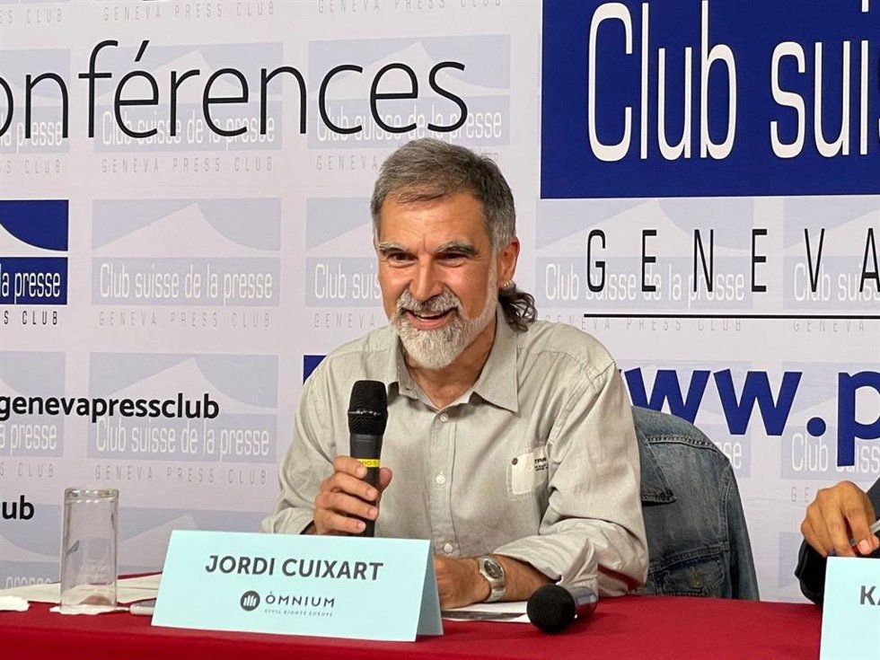 El presidente de mnium Civil Rights Europe (Ocre), Jordi Cuixart, en un acto en Ginebra.