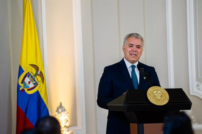 Archivo - 01 April 2022, Colombia, Bogota: Colombian president Ivan Duque speaks during a press conference. Photo: Sebastian Barros/LongVisual via ZUMA Press Wire/dpa