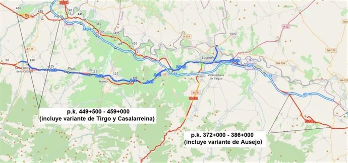 Adjudicada en 6,34 millones la rehabilitación del firme de la N-232 en las variantes de Ausejo, Casalarreina y Tirgo