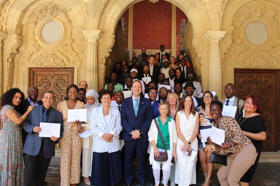 El rector de la UNIA, José Ignacio García, en el acto de clausura de la XIV edición del Máster en Gestión, acceso y conservación de especies en comercio
