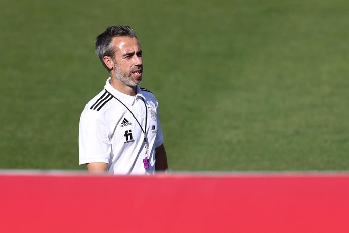 Jorge Vilda, coach, is seen during the training session of Spain Women Team at Ciudad del Futbol on June 22, 2022, in Las Rozas, Madrid, Spain.
