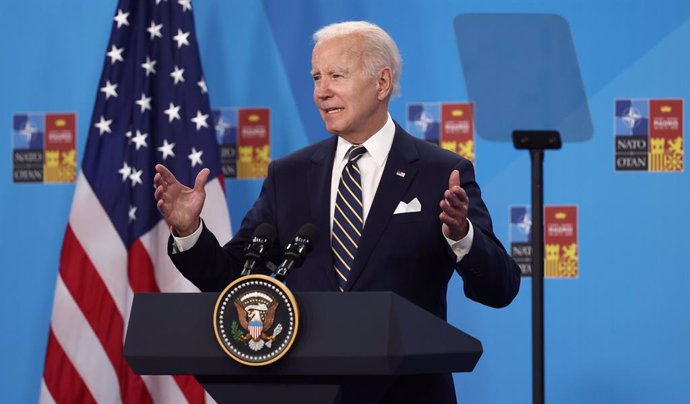 El presidente de EEUU, Joe Biden, interviene en la segunda y última jornada de la Cumbre de la OTAN 2022 en el Recinto Ferial IFEMA MADRID, a 30 de junio de 2022, en Madrid (España). La Cumbre de la OTAN 2022 comenzó oficialmente ayer, 29 de junio, y te
