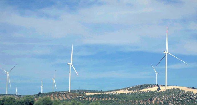 Vista panorámica del parque eólico de Martín de la Jara.