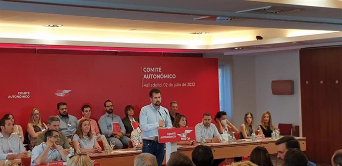 El secretario general del PSCyL, Luis Tudanca, durante su intervención en el Comité Autonómico celebrado este sábado en Valladolid