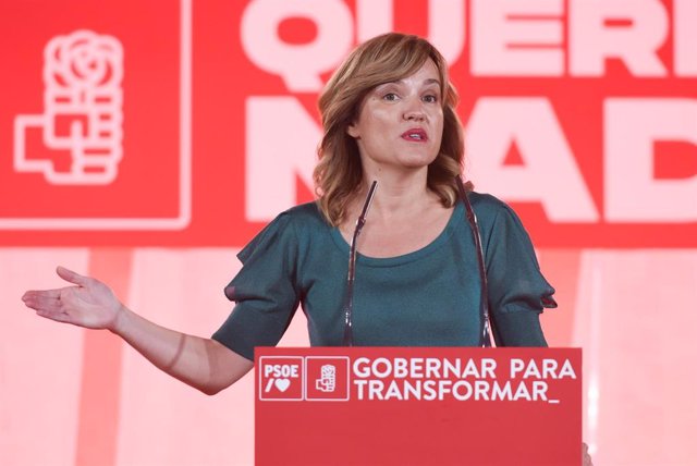 La ministra de educación, Pilar Alegría, interviene durante la celebración de la primera jornada de la Convención del PSOE Madrid ciudad, en el Palacio de Cibeles, a 30 de junio de 2022, en Madrid (España). 