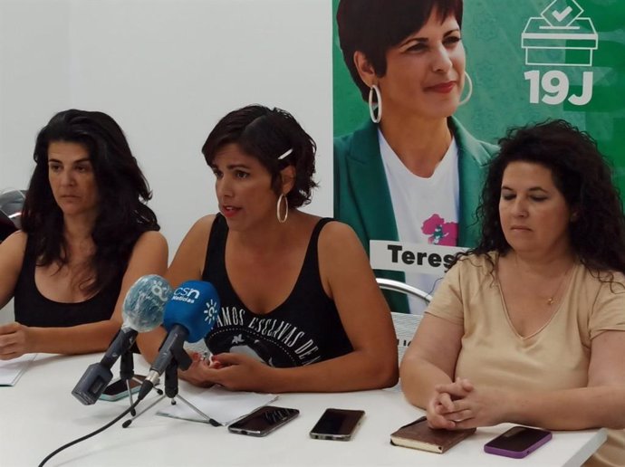Teresa Rodríguez, portavoz de Adelante Andalucía, en rueda de prensa