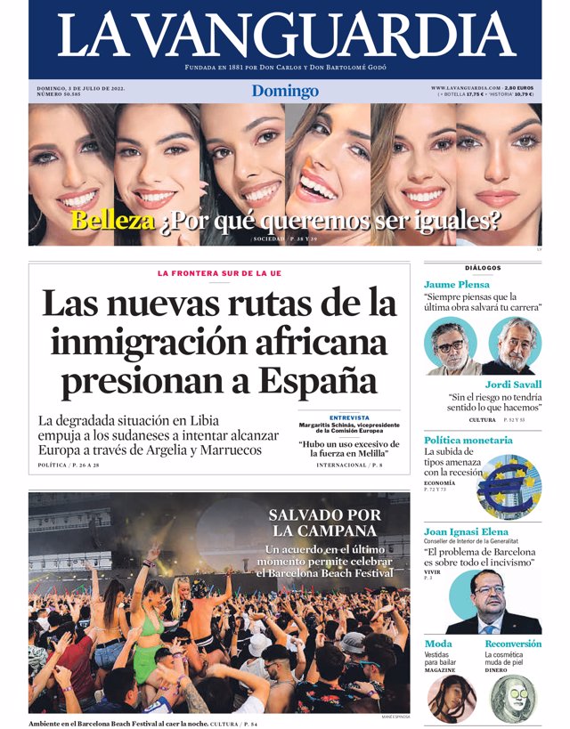 Portada La Vanguardia 3 de julio 2022