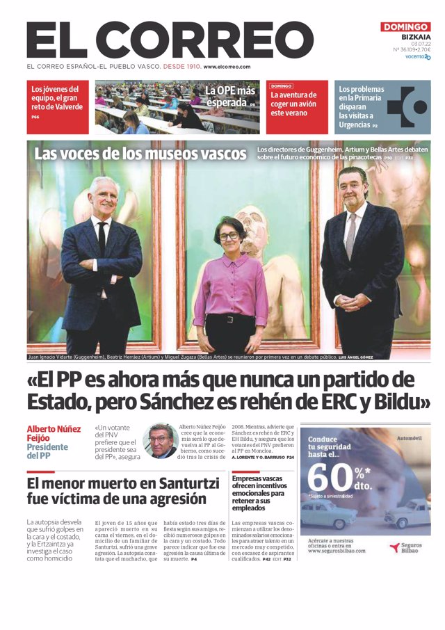 Portada El Correo 3 de julio 2022