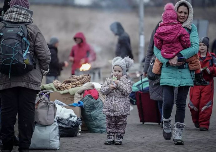 Refugiados ucranianos en una foto de archivo