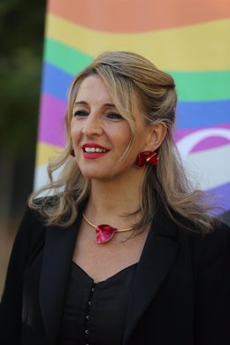 La vicepresidenta segunda del Gobierno y ministra de Trabajo, Yolanda Díaz, durante la II edición de los Reconocimientos Arcoíris por el Día Internacional del Orgullo LGTBI, a 27 de junio de 2022, en Madrid (España). 