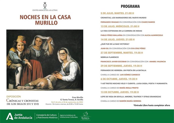 Programación de la tercera edición de 'Noches en la Casa de Murillo'.