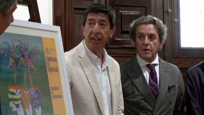 El vicepresidente de la Junta de Andalucía en funciones, Juan Marín, este lunes en la presentación del cartel de las carreras de caballos de Sanlúcar de Barrameda (Cádiz).