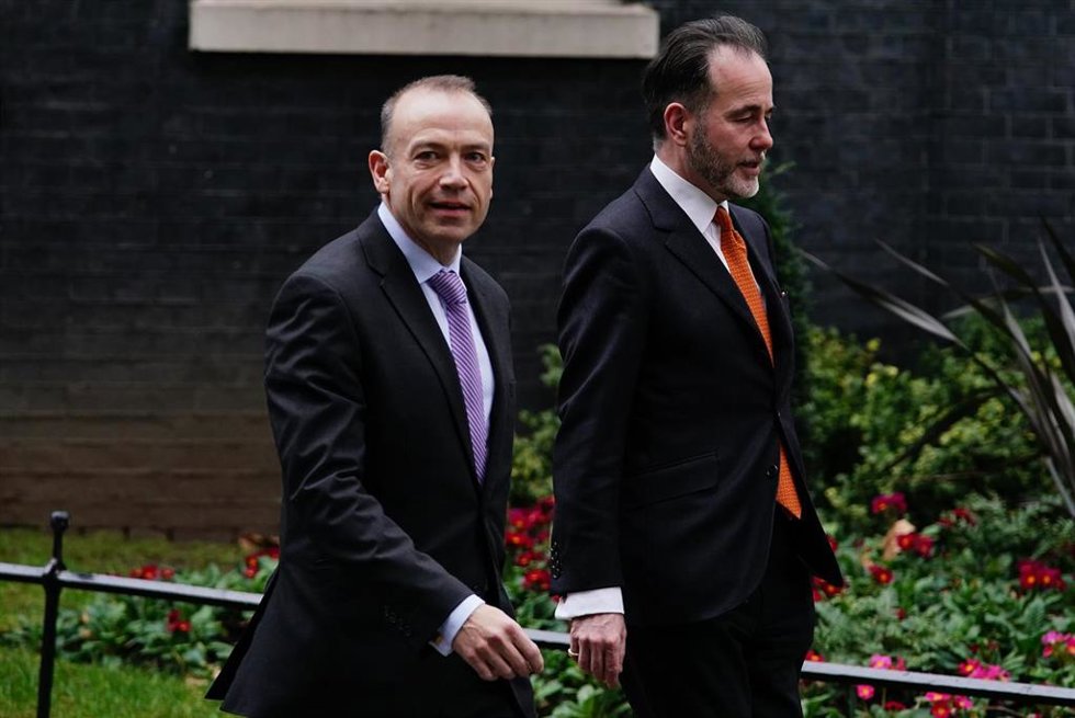 Archivo - Chris Heaton-Harris (i)  y Christopher Pincher (d).