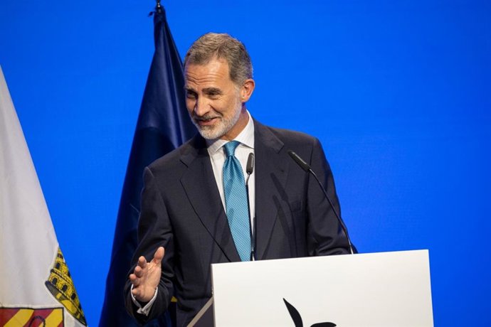 El Rei Felipe VI intervé en la cerimnia dels Premis Fundació Princesa de Girona (FPdGi) en el Museu dels Aigües Agbar de Cornell de Llobregat (Barcelona).