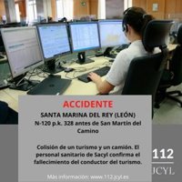 Un fallecido tras colisionar un camión y un turismo en la N-120 en Santa Marina del Rey