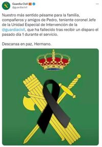 La Guardia Civil expresa su "más sentido pésame" por el fallecimiento del jefe de la Unidad Especial de Intervención