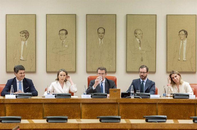 El presidente del PP, Alberto Núñez Feijóo, este martes en el Congreso de los Diputados.