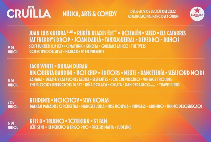 Cartel del Festival Crulla de 2022 que se celebrará en el Parc del Frum de Barcelona