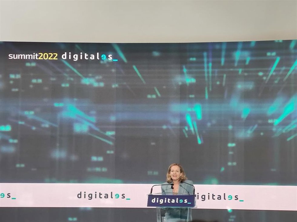 La vicepresidenta primera y ministra de Asuntos Económicos, Nadia Calviño, inaugura el Summit2022 DigitalES este miércoles 6 de julio en la sede de la Universidad de Navarra en Madrid