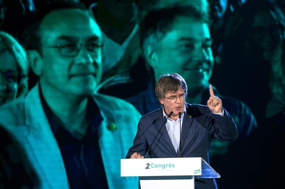 El expresidente de la Generalitat Carles Puigdemont en el congreso que Junts celebra en Argels-sur-Mer (Francia)