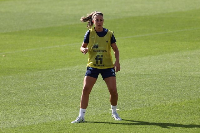 Alexia Putellas in action during the training session of Spain Women Team celebrated at Ciudad del Futbol on June 17, 2022, in Las Rozas, Madrid Spain.