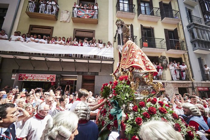 Imagen de la procesión de San Fermín, tras dos años suspendida
