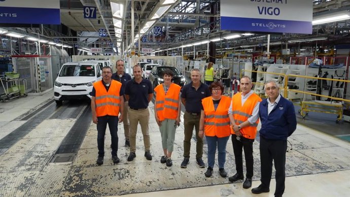 La portavoz nacional del BNG, Ana Pontón, durante una visita a la fábrica de Stellantis en Vigo, el 7 de julio de 2022.