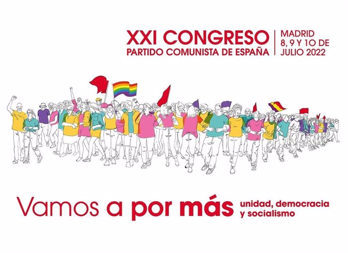 Imagen promocional del XXI Congreso del PCE que se celebrará este fin de semana en Madrid en el auditorio 'Marcelino Camacho' de CCOO Madrid.